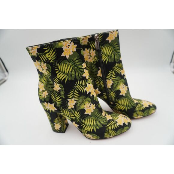 Gianvito Rossi Yellow/Green Floral Tropical Print Block Heel Ankle Boots Size 42 - Picture 2 of 11